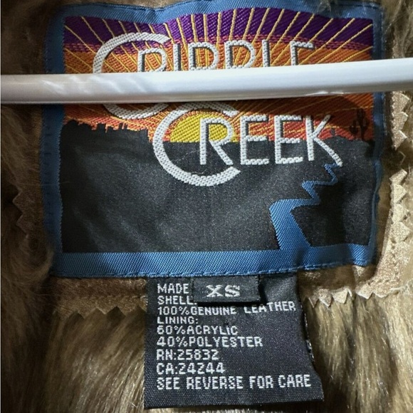 Cripple Creek RARE VTG Women’s Western Beaded Faux Fur Leather Jacket Coat XS - Picture 7 of 12